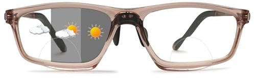 Lanomi Selbsttönende Bifokal Lesebrille für Damen Herren Bifocal Photochrome Lesesonnenbrille mit UV400 Schutz