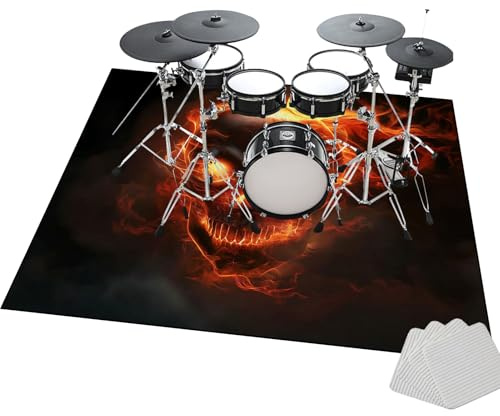 JaevKwzy Professioneller Drum Teppich | Schallschutz Teppich | rutschfeste Drum Rug für Bass Drum Snare und andere Instrumente | 180 x 140 cm Trommel Teppiche für Akustische Elektronische Schlagzeuge