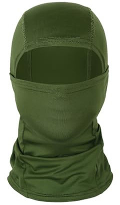Cagoule de moto avec impression 3D - Masque facial - Protection UV - Refroidissement intégral - Pour cyclisme, moto, équitation, sports de plein air, chasse, casque de ski, Vert kaki, taille unique