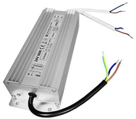 VoltShine Tira LED - fuente de alimentación IP65, 230VAC a 24VDC, 60W, perfecta para iluminación exterior, resistente al agua y adecuada para condiciones climáticas diversas
