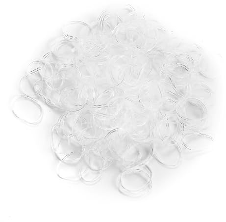 DERICOR 300pcs Elastic Hair Bands,Hair Ties with Box,Rubber Ties Bands For Hair Braids,Elastic Ponytail Holders (Clear, Pack of 300)