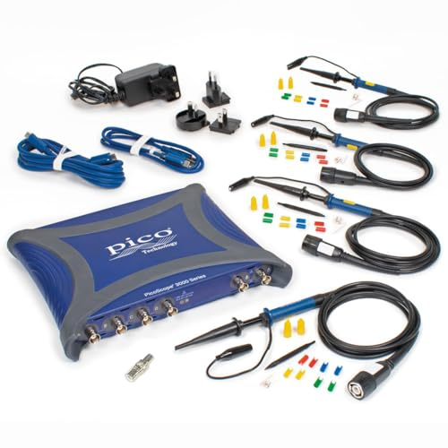 Pico Technology PicoScope 3416E Oscilloscope 4 Channel 200 MHz Bandwidth 3000E Series USB with 5 GS/s sample rate, Portable Lab Kit with Probes & PS7 Software