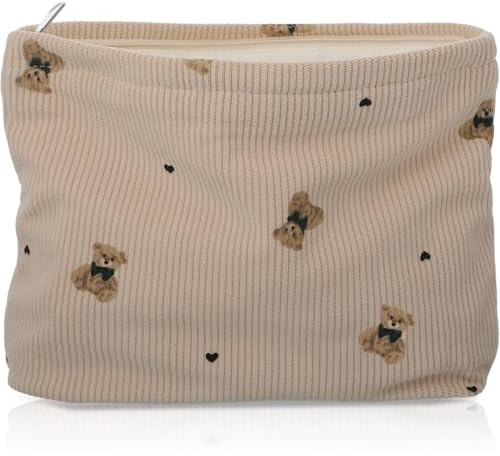 CATOR Kosmetiktasche Damen Kleine Make up Tasche Schminktasche Kulturbeutel Makeup Bag Reise mit Reißverschluss für Frauen Mädchen(Kleiner Bär, khaki)
