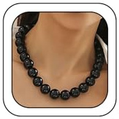 Vintage stort tjockt rött pärlhalsband halsband för kvinnor trendiga gotiska svarta falska pärlor pärlhalsband halsband Y2K uttalande smycken accessoarer present, En storlek, Metall, Ingen ädelsten