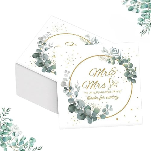 Sumneo 40 Stück Eukalyptus Servietten Hochzeit - Salbeigrüne Hochzeitsservietten 33x33 cm mit Herz-Motiv, „Schön Dass Du Da Bist“ für Tischdeko