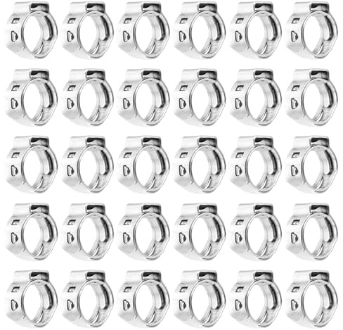 sourcing map 40Pcs 6.9-7.8mm Single Ear Hose Clamps 304 Stainless Steel Polished Stepless Hose Clamp for Automobile Pipe Connections Home Appliance Wiring and Pipes, Silver