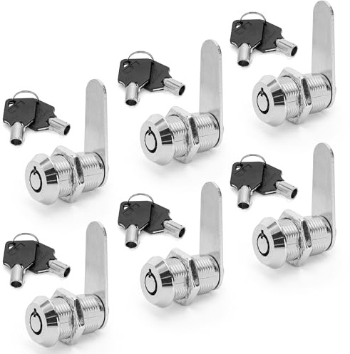 YKUKIZEE 6 PCS 20 MM Thread Tubular Cam Lock with 2 Different Keys Cylinder | Cylinder Lock Zinc Alloy, Security RV Cabinet Lock, for Mailbox Letterbox Cupboard Post Box