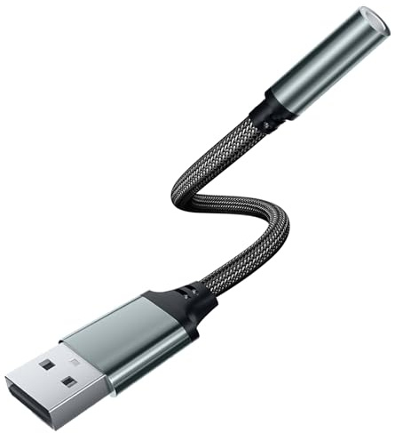 USB to 3.5mm Jack Audio Adapter, External Sound Card USB to Aux Adapter with 3.5mm Aux Stereo Converter, TRRS Aux Headphone Microphone Converter Compatible with PC, Laptop, Tablet, Headphone, PS4