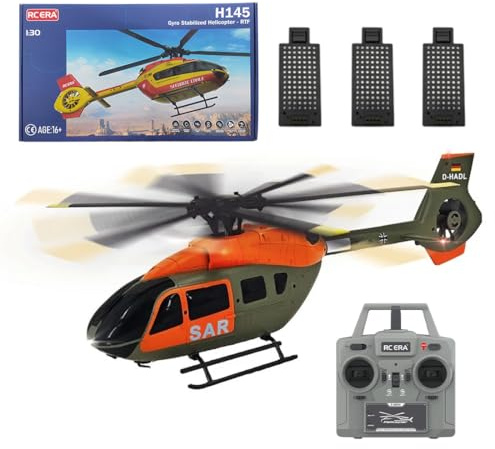 RCXTechPro RC ERA C190 H145 6CH Heli Einrotor RC Hubschrauber für Erwachsene Flybarless gyrostabilisiert mit optischer Flusspositionierung bürstenlose Motoren, RTF Helikopter für Hobbyisten