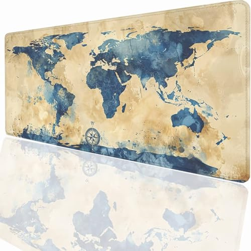 Alfombrilla Ratón Gaming XXL, Gaming Mouse Pad 1500x800x3mm, Protector Escritorio Antideslizante, Alfombrilla de Ratón Mapa Mundial Mousepad Grande, Tapete Raton para Jugadores de PC PjY7656 I-D