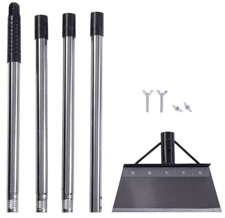 Jectse Pelle Plate de Jardin, Pelles de Nettoyage Multifonctions Robustes, Manche Long Réglable, 59 Pouces (150 cm), pour Le Déneigement, Le Désherbage, Les Bordures de Pelouse (Kit d'outils à Pelle)