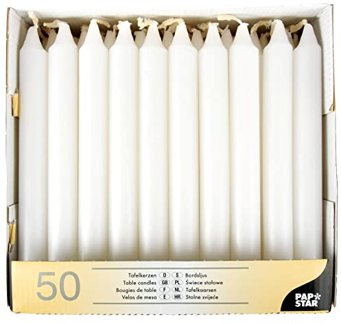 PAPSTAR Tafelkerzen/13800 Ø 21 mm weiß Inh.50