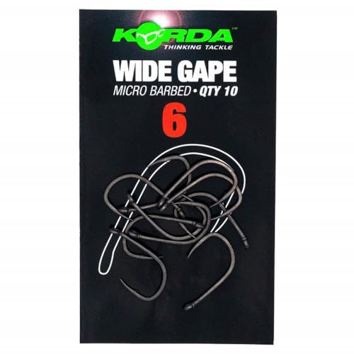 Korda Wide Gape B Angelhaken, Schonhaken ohne Widerhaken für sicheren Halt, ideal für Gewässer mit Hakenverbot, Größe 8 (10 Stück)