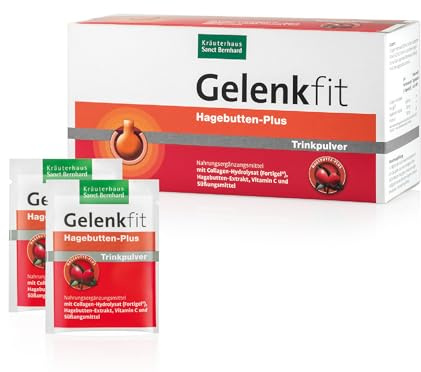 Sanct Bernhard Gelenkfit Hagebutte-Plus-Trinkpulver mit Collagen-Hydrolysat (Fortigel®), Hagebutten-Extrakt, Vitamin C, Süßungsmittel Steviolglycoside, Inhalt 30 Portionen