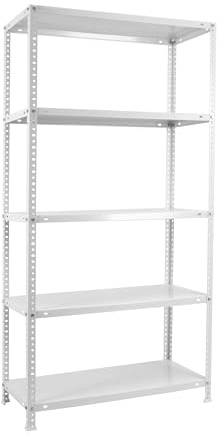 SimonRack Schwerlastregal, Lagerregal, 180x90x30 Metallregal, Kellerregal, Biegestelle 75 kg, 5 Fachböden, Weiss - Advantage, Weiß