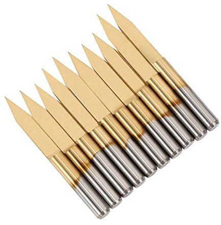 10 utensili per incisione in metallo duro, 30 gradi 0,1 mm Punte per incisione in carburo rivestito di titanio, utensile per router CNC con incisione di PCB (confezione 10)
