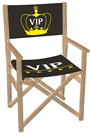Vispronet Regiestuhl VIP Krone Outdoor Klappstuhl ✓ Buchenholz ✓ Rückenlehne & Sitzfläche mit Druck ✓ bis 110 kg