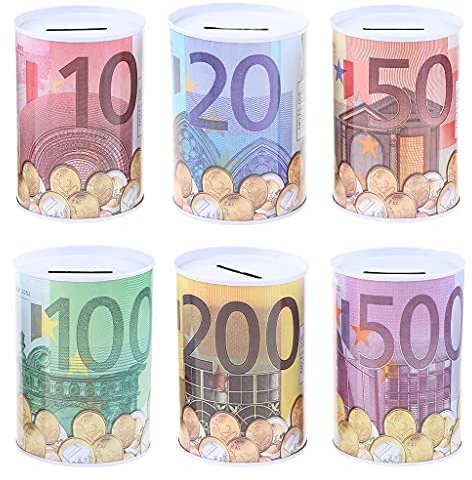 FATTERYU Creative Euro Dollar Metal Cylinder Piggy Bank Saving Money Box Home Decoration