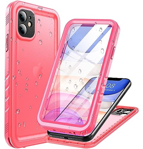 Cozycase TOP Militärschutz Wasserdichte 360 Hülle Für iPhone 11, Rosa | Outdoor Panzerhülle Full Armor Case, Vorne Hinten Komplett Schutz, Soßfest Staubschutz Baustelle Waterproof Handyhülle