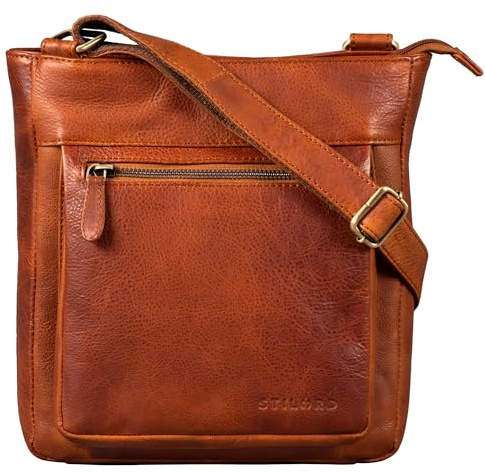 STILORD Kaja Vintage Ledertasche Damen Umhängetasche Handtasche Crossbody Bag Elegante Schultertasche Tasche für iPad 9.7 Zoll DIN A5 Echt Leder Farbe:Arona - braun