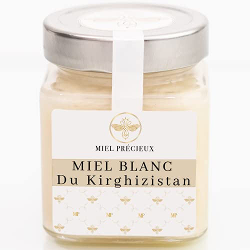Miel Blanca de Kirguistán | Miel Cremosa de Esparceta No Pasteurizada | 100% Pura Natural | Textura Untable | Tarro de Cristal 250g | Miel Précieux