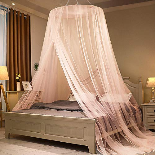 YWZQ Princess zanzariera a cupola con letto matrimoniale a baldacchino con luce a led, tenda da letto sospesa per letti singoli o king size ideale per la camera da letto-Giada