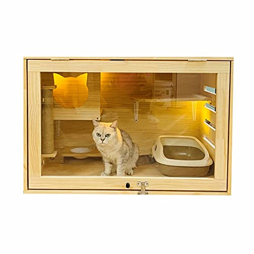 Katzenbetten Multifunktionaler Cattery-Katzenschrank Katzenhaus aus Holz Katzenstreu im Innen- und Außenbereich Haustierkäfig Katzenunterhaltung schlafen Geschenke für Katzenliebhaber