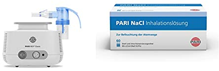 Pari 130G1200 Boy Classic, Inhalationsgerät zur Behandlung von Atemwegserkrankungen, für Kinder ab 4 Jahren und Erwachsene & NaCl Inhalationslösung 077G0003, 60 Ampullen