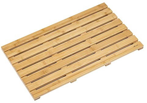 Vencier Bamboo Duckboard Bath Mat | Anti Slip Mat - New Slatted Design | Spa, Bath, Shower Bathroom Decor | (Natural)