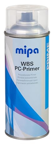 MIPA WBS PC Primer Spray 400 ml - Haftvermittler für Polycarbonat Farblos | Transparentes Grundierungsspray für ABS & PC-ABS Kunststoffe, schnelltrocknend auf Wasserbasis für optimale Lackhaftung.