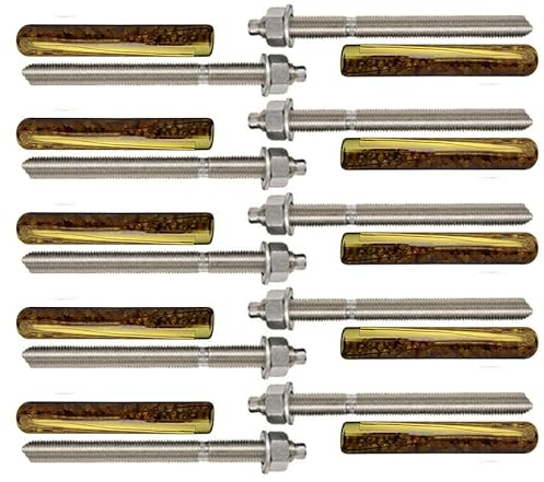 10er Set Schwerlastbefestigung Ankerstange + Verbundankerpatrone Stahl verzinkt oder Edelstahl (Stahl verzinkt, M8 x 110 mm)