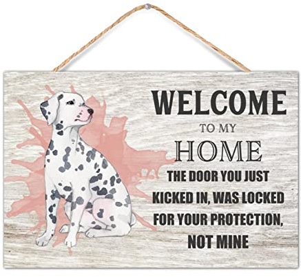 CustonCares Hunde-Zitat Welcome to My Home Welcome Haustürschild Hundegeschenk Vintage Hängeschild Veranda Herbst Dekor Hausbesitzer Geschenke 30,5 x 20,3 cm