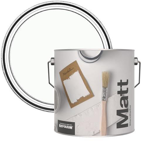 Rust-Oleum ultra strapazierfähige, extra deckende, abwaschbare, weiß matte Wandfarbe - Mondstein 2,5 Litres