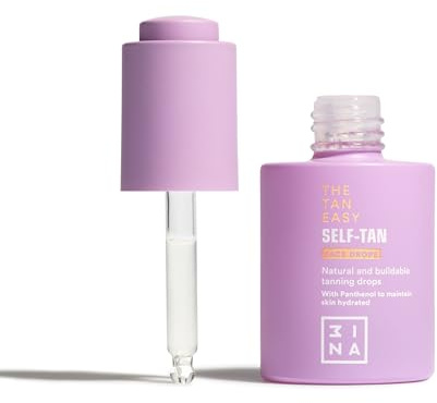 3INA MAKEUP - The Tan Easy Self-Tan Face Drops - Gouttes Bronzantes avec Panthénol - Bronzage Personnalisé Naturel - Gouttes Bronzantes avec Texture Légère Forme de Gel - Vegan - Cruelty Free