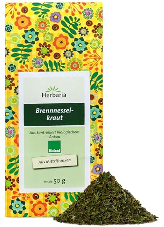 Herbaria Brennnesselkraut Tee bio 50g - Bioland-Qualität – loser Bio-Kräutertee – Bio-Brennnesseltee lose – Bio-Brennnessel getrocknet und grob geschnitten - für natürlich guten Teegenuss