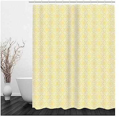 Duschvorhang Stoff, Duschvorhang Badewanne Gelb Weiss Blumen 180x200 Shower Curtains Polyester Bad Vorhang Badezimmer Dekoration