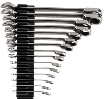 TEKTON WRC94301 - Juego de llaves combinadas reversibles de trinquete de 12 puntos con organizadores modulares, 15 piezas (1/4-1 pulgada)