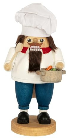 Richard Glässer Seiffen Cascanueces Cocinero, 20 cm. de Alto, Original de los Montes Metálicos (Erzgebirge) Hecho por la Empresa Richard Glaesser del Pueblo de Seiffen