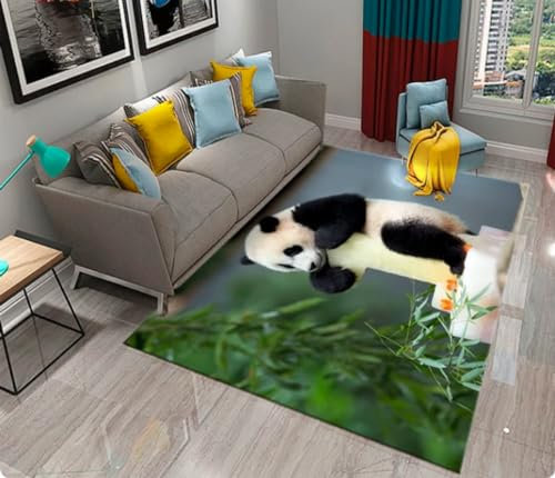 KIESEY Panda Print Bambus Teppich Wohnzimmer Schlafzimmer Türmatte Küche Eingang Dekoration rutschfeste Fußmatte 140x200cm