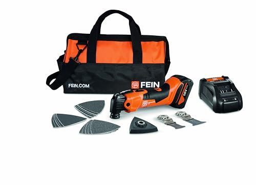 FEIN Multimaster AMM 500 Plus 4.0 Ah NYLON BAG EDITION, Set 18 accesorios para serrar y lijar, Compatible con baterías AMPShare/Bosch18 V, 1 cargador, 1 batería 18 V/4Ah en la práctica bolsa de nylon