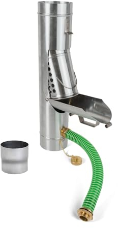 FLORANTIA Regensammlersammler Zink mit Korb DN 80-100 inkl. Adapter Regenwasserfilter Laubabscheider für Blechfallrohre. Verhindert das Zusetzen und Verstopfen von Fallrohren durch Grobschmutzsieb