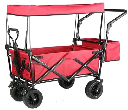 Bollerwagen Faltbar Gartenwagen Zusammenklappbarer, Zusammenklappbarer Wagen Mit Baldachin, Verstellbarer, Ausziehbarer Schiebe- Und Ziehgriffwagen Für Den Einkaufsstrand Handwagen Strandwagen ( Color