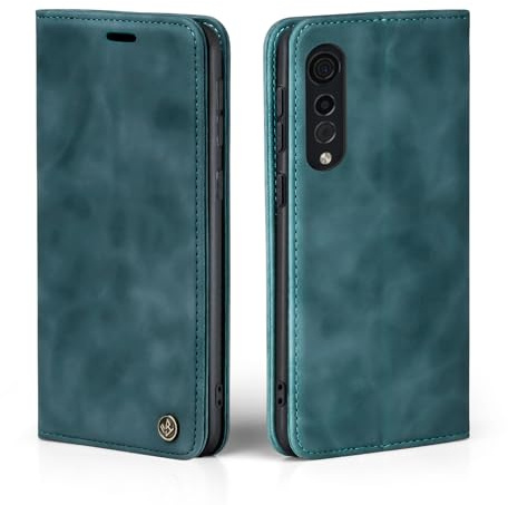 LBH Handyhülle für LG Velvet 5G in Petrol Blau mit Karten- und Geldfach Smartphone Hülle mit Standfunktion Flip Case Schutzhülle Magnetverschluss Vintage