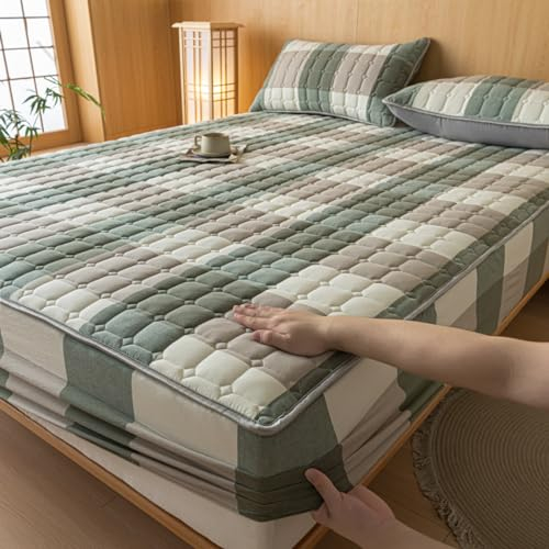 JIANINGHOME Spannbettlaken Superking 90x200,Spannbettuch Gewaschene Baumwolle Stoff Tagesdecke Matratzenschoner Topper