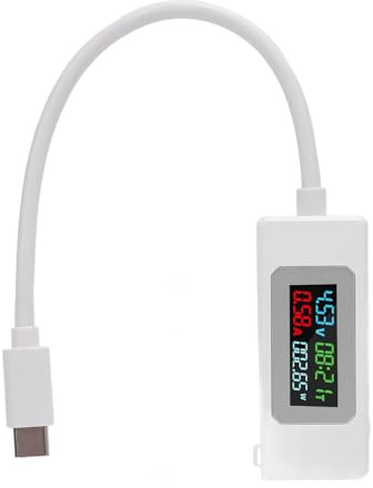 Detector de Cargador de Capacidad de Corriente de Voltaje USB C, Multímetro Digital Amperímetro Voltímetro con Tiempo de Trabajo