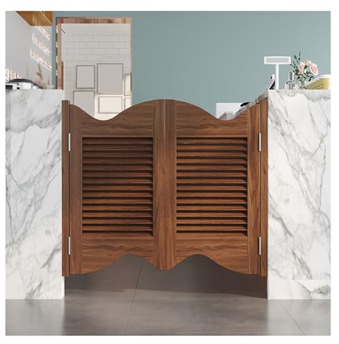 SQMGFA Rustic Self Closing Swinging Saloon Door Hinges for Solid Wood Half Waist Partition Gate Ideal for Bathroom Hallway Garden Bedroom 90 150cm Tall Cowboy Door (Brown WXH 55X32in(140X81cm))