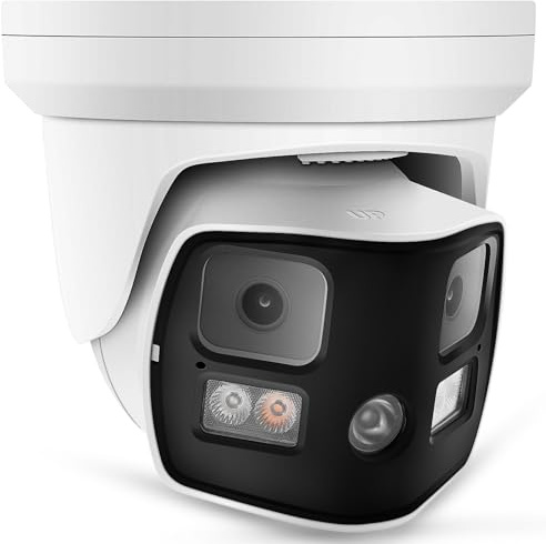 Real HD 8MP 4K Dual Lens Poe IP Security Camera 180 Degree Panoramic Wide Angle, Full Color Night Vision, H.265, IP66, NDAA Compliant