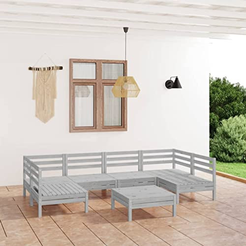 KTHLBRH 7-TLG. Garten-Lounge-Set Weiß Massivholz Kiefer Outdoor-Möbel-Sets Terrassenmöbel-Sets Balkonmöbel-Sets Gartenmöbel-Sets für Terrasse, Garten, Balkon