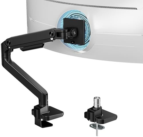 ARES WING Monitor Halterung für 17 bis 49 Zoll Bildschirme, Monitor Arm mit Gasfeder, Verstellbarer Monitorständer für 20Kg Computer Bildschirme, Monitorhalterung VESA 75/100 mm,Schwarz
