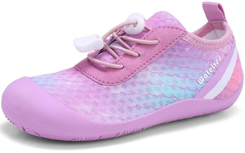 WateLves Wide Toddler Water Shoes Kids Barefoot Athletic Sneakers Girls Boys Quick Dry Aqua Socks for Beach Hiking Swim Kayak Sport Accessories, Camping Essentials (Fish Scales, 30)
